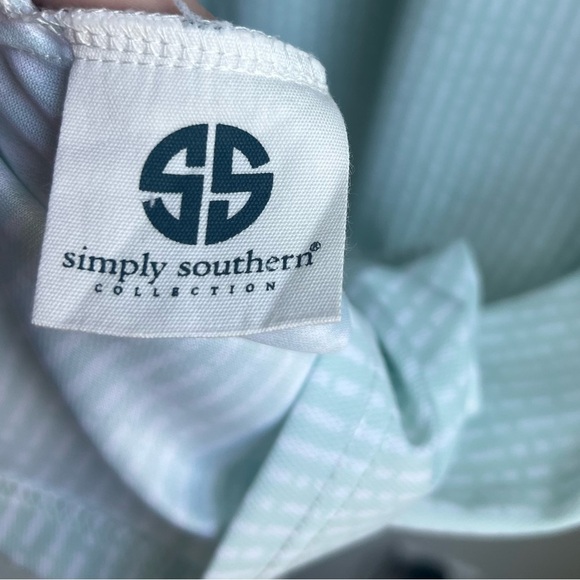 Simply Southern Mint Striped Short Sleeve Shift Dress - Large - Picture 6 of 12